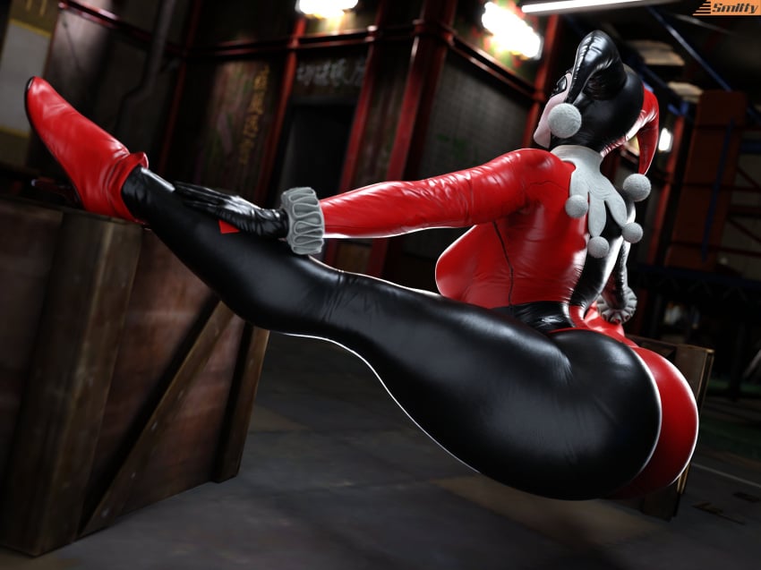 1girls 3d 3d_(artwork) ass ass_focus batman:_arkham_knight batman_(series) big_ass clothed clown clown_girl clussy dc dc_comics female female_only harley_quinn harley_quinn_(classic) harley_quinn_(injustice) injustice_2 smitty34 solo split splits tagme