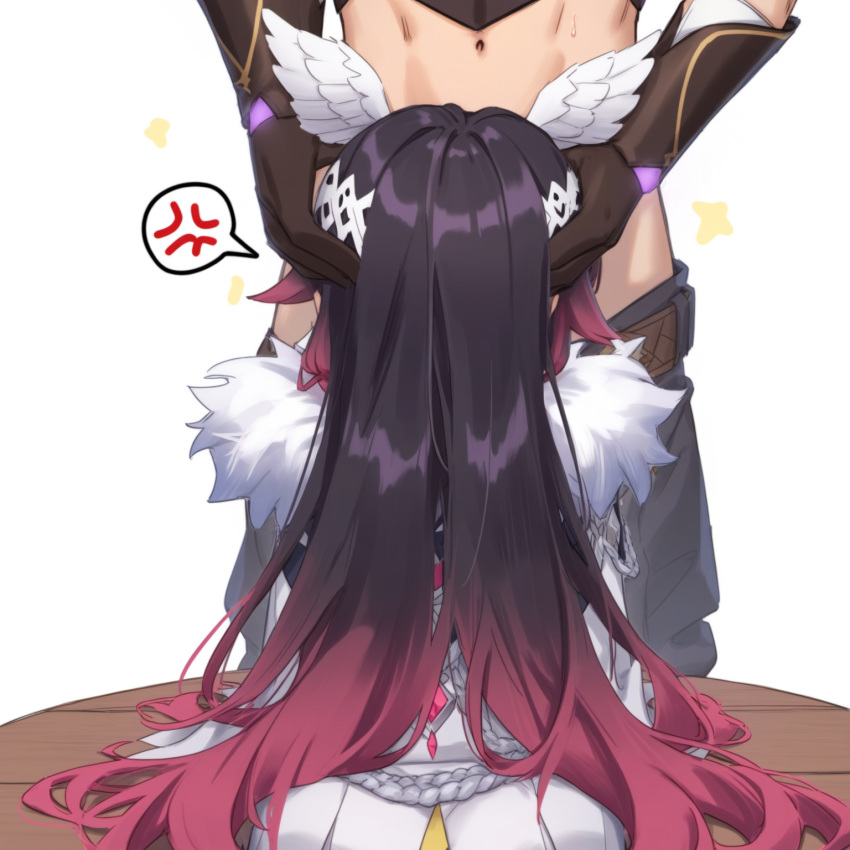 aether_(genshin_impact) ai_generated blowjob columbina_(genshin_impact) genshin_impact holding kneeling long_hair mihoyo unknown_artist