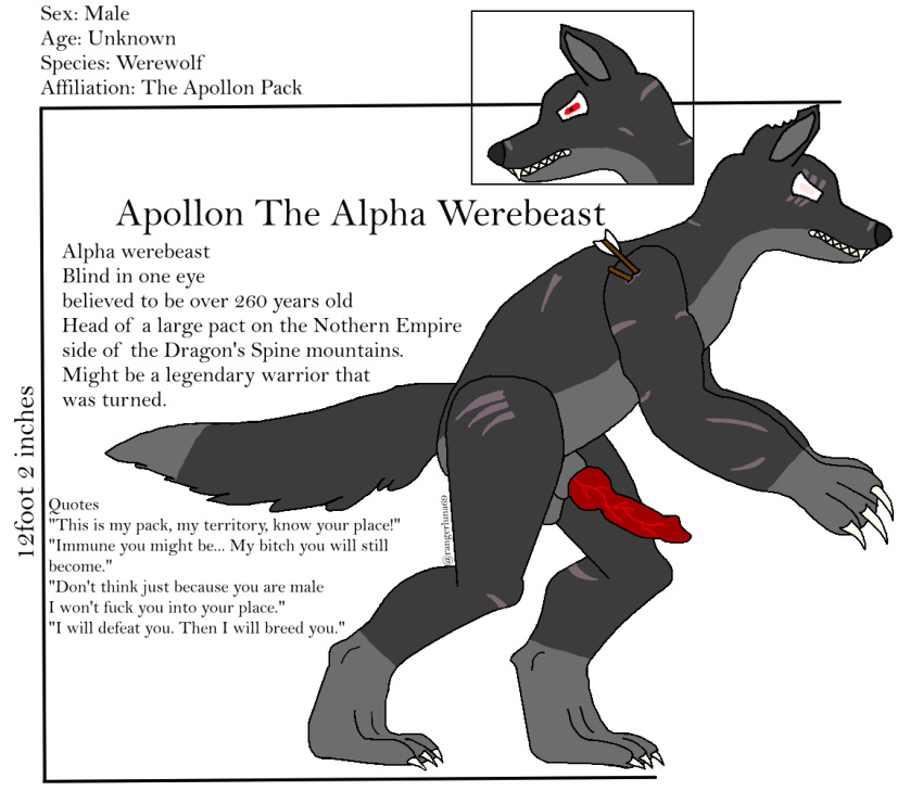 anthro apollon_the_alpha_werebeast canid canine fallen_and_cursed knot male mammal mythological_canine mythological_creature mythology ranger_luna solo were werecanid werecanine werewolf