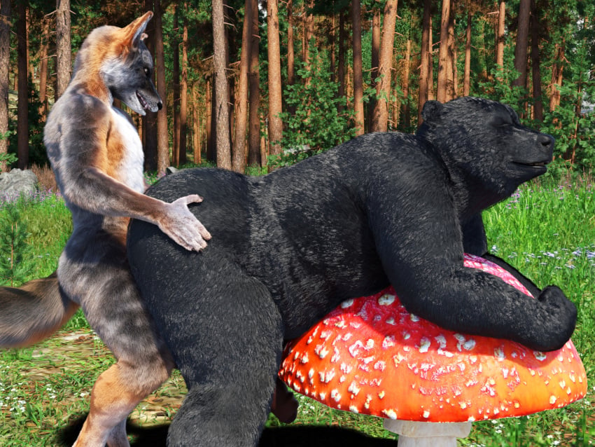 3d_(artwork) absurd_res anal anal_sex anthro anthro_on_anthro anthro_penetrated anthro_penetrating anthro_penetrating_anthro bear canid canine chadotexas closed_eyes detailed_background digital_media_(artwork) duo erection forest forest_background fox from_behind_position fungus fur genitals happy happy_sex hi_res humanoid_genitalia interspecies larger_penetrated male male/male male_penetrated male_penetrating male_penetrating_male mammal mushroom nature nature_background nude penetration penile penile_penetration penis plant sex size_difference small_dom_big_sub standing standing_sex tail tree