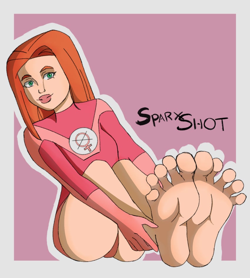 atom_eve barefoot feet feet_tease foot_fetish foot_focus green_eyes invincible invincible_(comics) invincible_(tv_series) red_hair soles sparxshot_(artist) superheroine toes