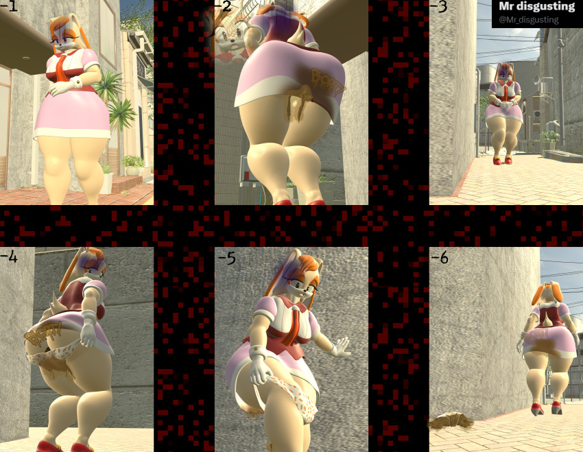 absurd_res accident ass ass_cleavage big_butt butt_crack clothed clothing clothing_around_one_leg clothing_lift dress dress_lift feces female hi_res lagomorph leporid mammal messy mr_disgusting panties panties_around_one_leg panties_down partially_clothed print_clothing print_underwear rabbit scat sega shart soiling soiling_underwear solo sonic_(series) sonic_the_hedgehog_(series) stain stained_clothing stained_underwear underwear underwear_around_one_leg underwear_down vanilla_the_rabbit white_clothing white_panties white_underwear wide_hips