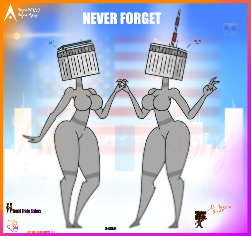 9/11 agonywelds angelsagony anthro ass breasts building buildings controversial controversy deki female never_forget offensive smaller_male taller_girl tenna thick_ass thick_thighs thighs twin_towers wide_hips worldtradesisters