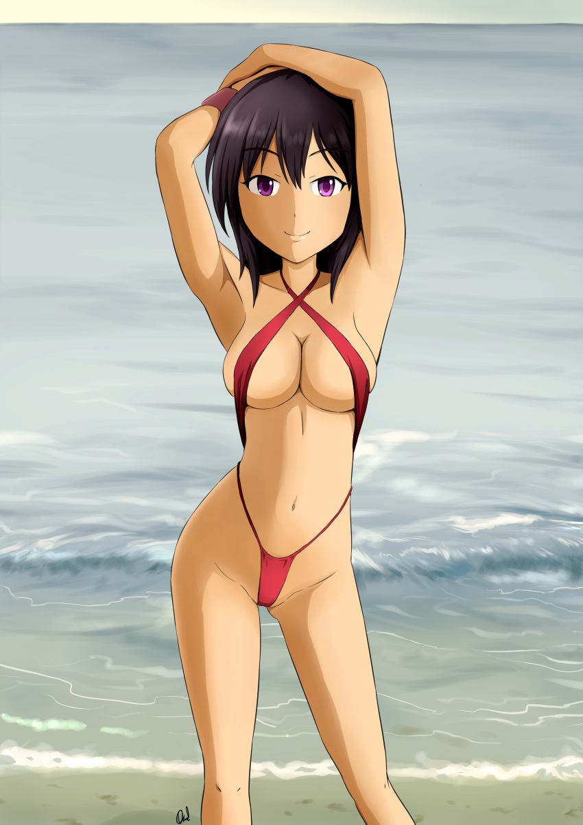 1girls bikini breasts danisariandi2 female female_only sling_bikini solo solo_focus swimsuit tagme yozora_mikazuki