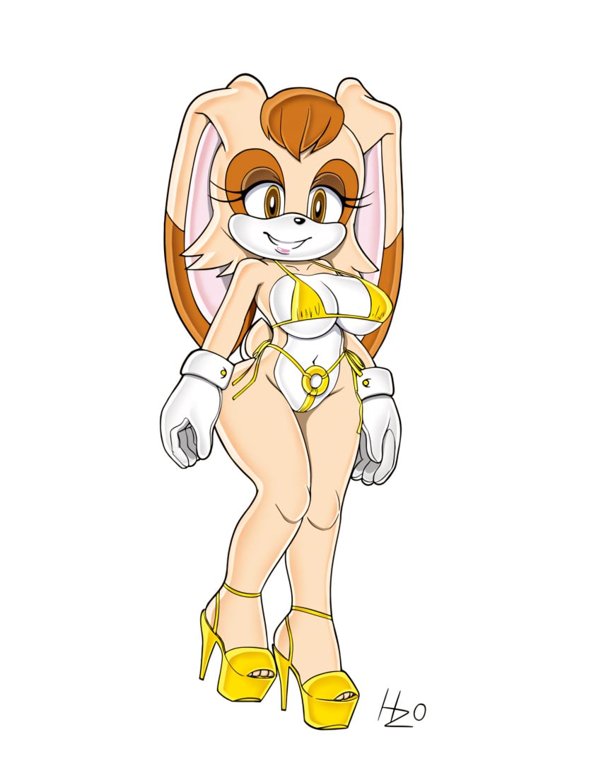 1girls bikini breasts female furry gloves gold_bikini havoczo high_heels lipstick sega sonic_(series) sonic_advance sonic_advance_2 sonic_team stiletto_heels string_bikini thong vanilla_the_rabbit wide_hips