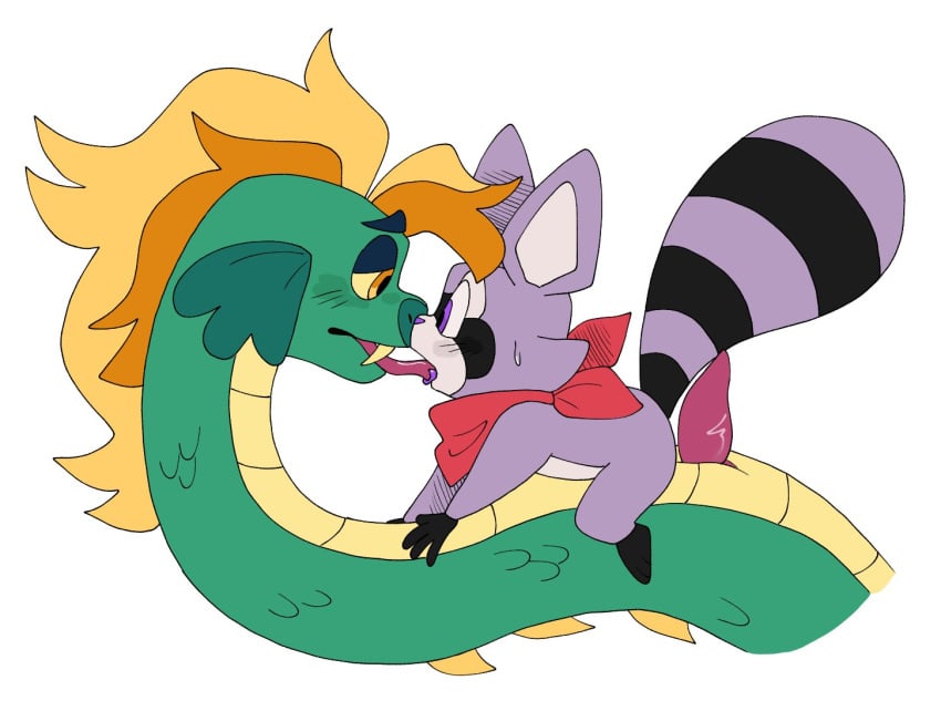 anthro_on_feral feral_on_anthro finley_(indigo_park) gay getthly indigo_park kissing pachi_rizuu raccoon raccoon_ears raccoon_tail rambley_(indigo_park) snake snake_penis