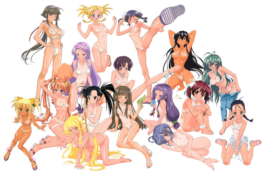 all_fours antenna_hair ass_cleavage ayase_yue barefoot beige_skin bell between_labia bikini black_hair blonde_hair bokken braid breasts brown_hair bun_cover butt_crack cameltoe chao_lingshen clothing color dark_skin double_bun everyone flat_chest glasses green_hair hair_ornament hakase_satomi heterochromia high_kick highres human innie_pussy jingle_bell juice_box jumping kagurazaka_asuna kakizaki_misa kicking konoe_konoka kufei kugimiya_madoka large_breasts leg_hug legs long_hair lowleg lowleg_bikini lying mahou_sensei_negima mahou_sensei_negima! medium_breasts micro_bikini miyazaki_nodoka mouth_hold nagase_kaede nipples ohkaji_hiroyuki ookaji_hiroyuki orange_hair pants_pull photoshop ponytail posing purple_hair red_hair sakurazaki_setsuna sandals saotome_haruna sarong shiina_sakurako short_twintails side_ponytail sitting small_breasts sugiyama_nobuhiro sunglasses sunglasses_on_head swimsuit sword tan tanline tatsumiya_mana tied_hair twin_braids twintails uncensored undressing very_long_hair water_gun weapon white_bikini wink wooden_sword yotsuba_satsuki yukihiro_ayaka