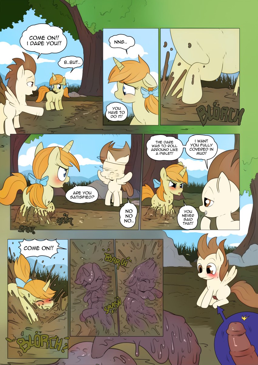 blush brother comic cub dialogue equine erection female friendship_is_magic horn launny male mammal mud my_little_pony pegasus penis pound_cake_(mlp) pumpkin_cake_(mlp) sibling sister unicorn wings young