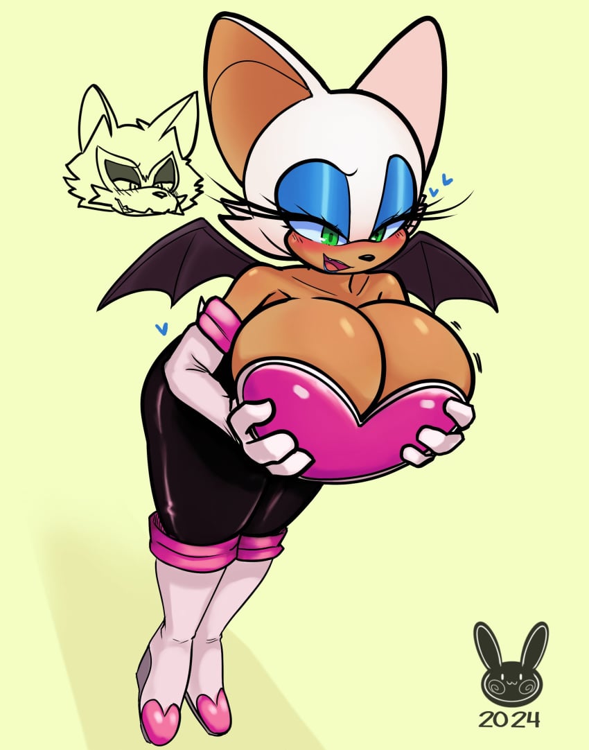 anthro anthro_only bodysuit breasts horny_female looking_back_at_viewer neckline original_character reiki4arts rouge_the_bat seductive_look sonic_(series)