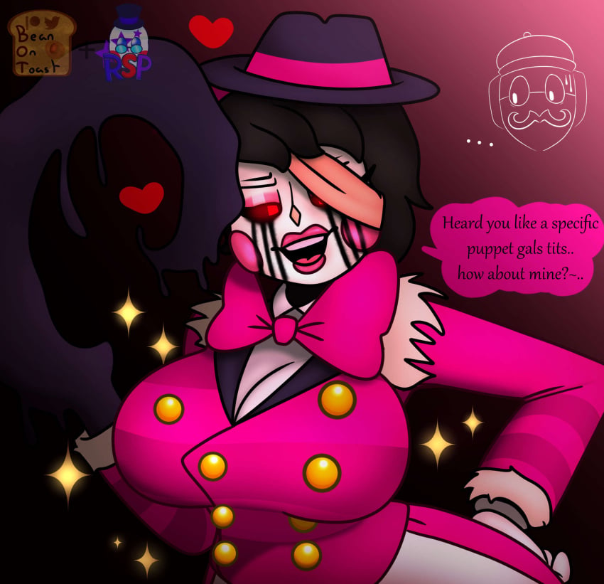 beanontoast big_breasts black_hair black_tears clothed clothed_female corruption female five_nights_at_freddy's makeup marionette_(fnaf) original_character puppet_(fnaf) rockstar_puppet_(artist) thick_thighs