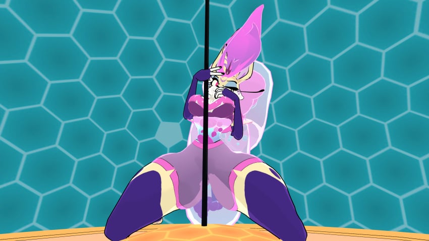 1girls christianity crouched demon demon_girl female_only furry helluva_boss holding_pole monster_girl mythology pole pole_dancer pole_dancing public_domain queen_bee-lzebub_(helluva_boss) religion vrchat vrchat_avatar vrchat_model