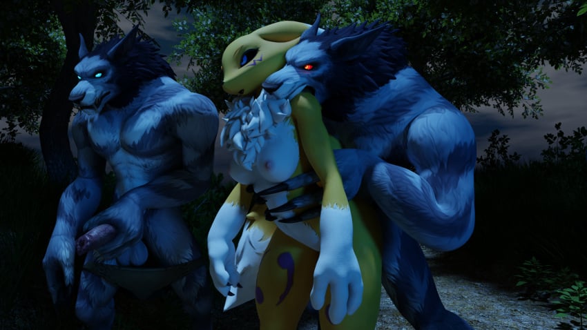 anthro athletic bandai_namco bite blizzard_entertainment blue_eyes breasts canid canine claws closed_eyes clothing cloud dazed digimon digimon_(species) female fightorflightsfm fur group hi_res humanoid_pointy_ears knot light limp long_ears long_teeth male male/female mammal moonlight muscular mythological_canine mythological_creature mythology neck_bite neck_tuft night penetration penetration_from_behind red_eyes renamon rough_sex sex slim standing standing_sex trio tuft underwear warcraft warfare_machine were werecanid werecanine werewolf white_body white_fur worgen yellow_body yellow_fur