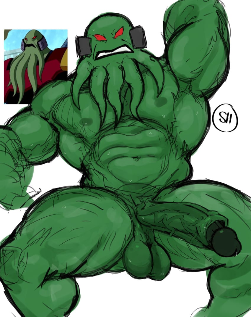 alien balls bara ben_10 big_balls big_penis cartoon_network erection green_body green_skin male male_nipples male_only muscular_male nipples nude onionsouls penis tentacle vilgax