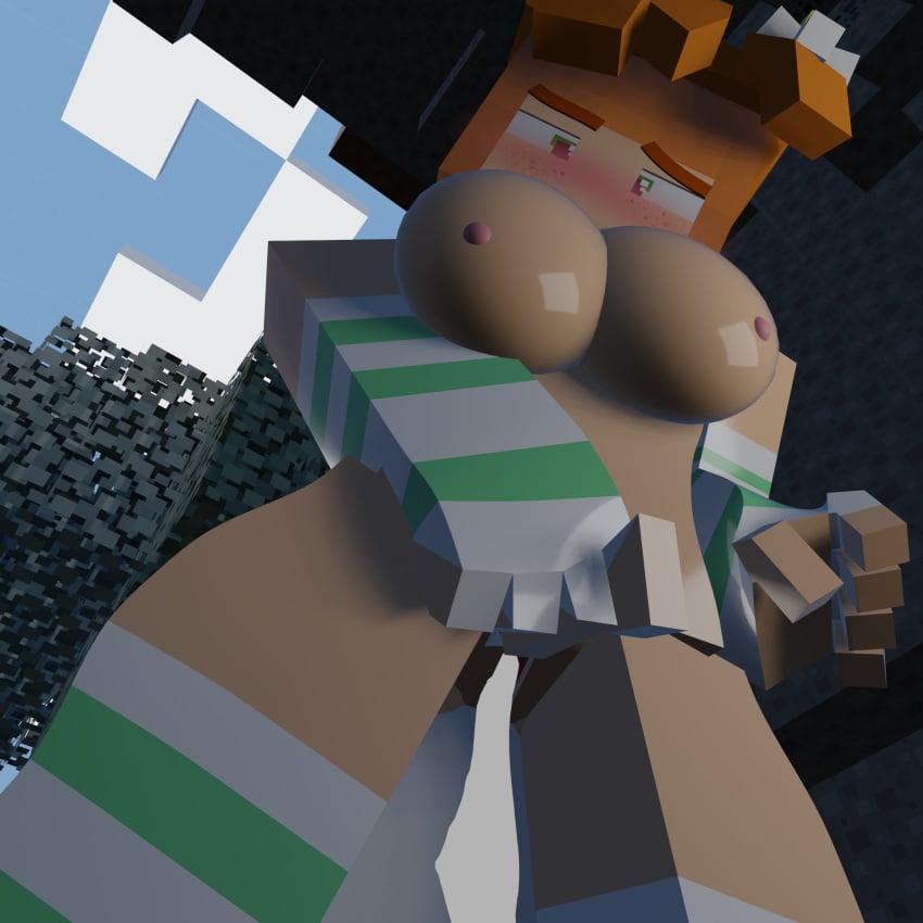 amber_green_(slipperyt) cum excessive_cum female fingering_self ginger_hair gingerr highlandr34 masturbation minecraft orange_hair red_hair solo solo_female