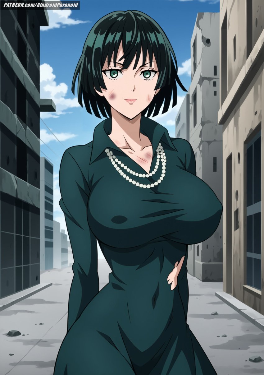 ai_generated aindroidparanoid ass ass big_ass big_breasts big_butt busty curvy cute fat_ass female female_only fubuki_(one-punch_man) green_dress green_eyes green_hair hips huge_ass huge_breasts large_ass large_breasts legs massive_ass massive_breasts narrow_waist one-punch_man ripped_clothing ripped_clothing short_hair slim_waist stable_diffusion thick_ass thick_thighs torn_clothes torn_clothing voluptuous waist wide_hips