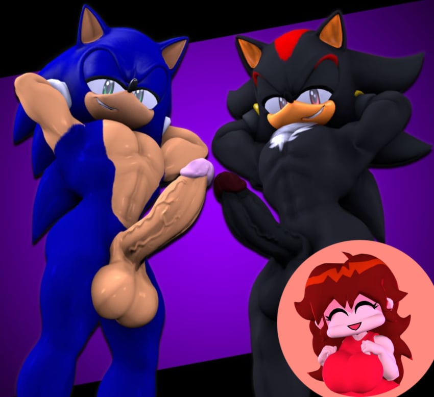 3d 3d_(artwork) friday_night_funkin girlfriend_(friday_night_funkin) male shadow_the_hedgehog sonic_the_hedgehog theashsfm