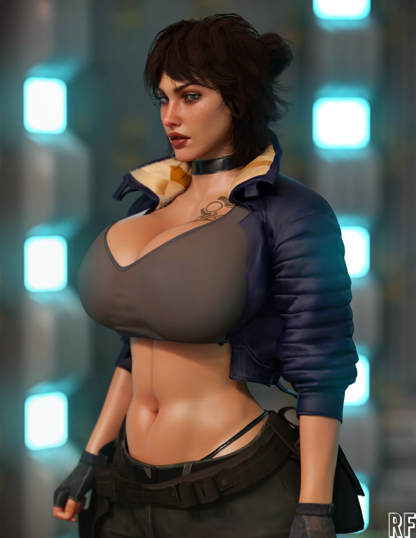 3d big_breasts black_hair bun kay_vess rude_frog star_wars star_wars_outlaws tagme