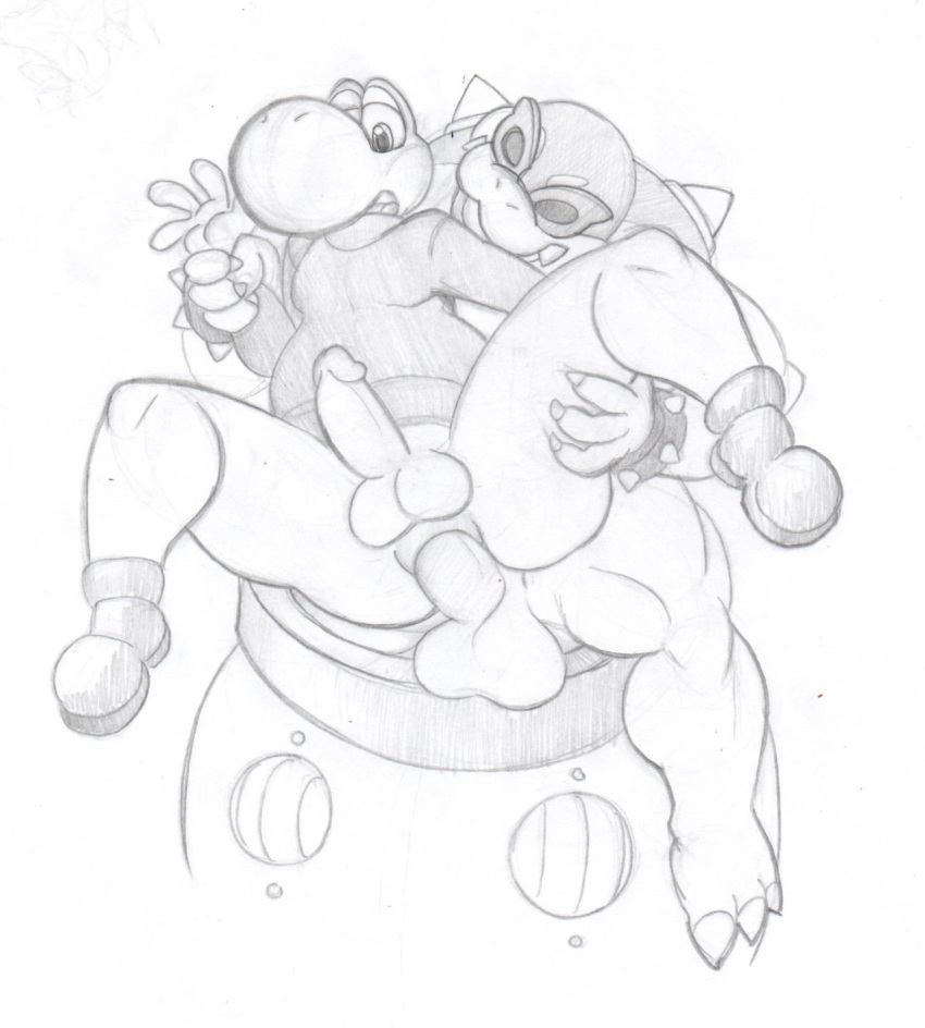 2boys anal anus ass balls big_ass cum cum_in_penis cum_inside furry furry_only gay koopa koopa_clown_car koopaling koopalings male male_only mario_(series) monochrome mylakovich nintendo penis roy_koopa sketch super_smash_bros. traditional_media_(artwork) yaoi yoshi