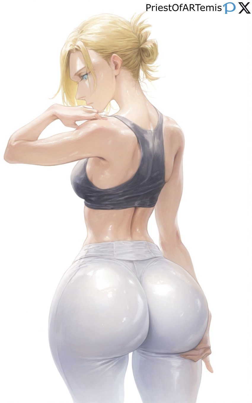 1girls ai_generated annie_leonhardt attack_on_titan back_view big_ass big_butt blonde_hair blue_eyes color female female_focus female_only fit fit_female huge_ass huge_butt large_ass medium_breasts muscular muscular_female priestofart simple_background solo solo_female solo_focus spandex sports_bra tagme tagme_(artist) tagme_(character) thick_thighs white_background white_pants wide_hips