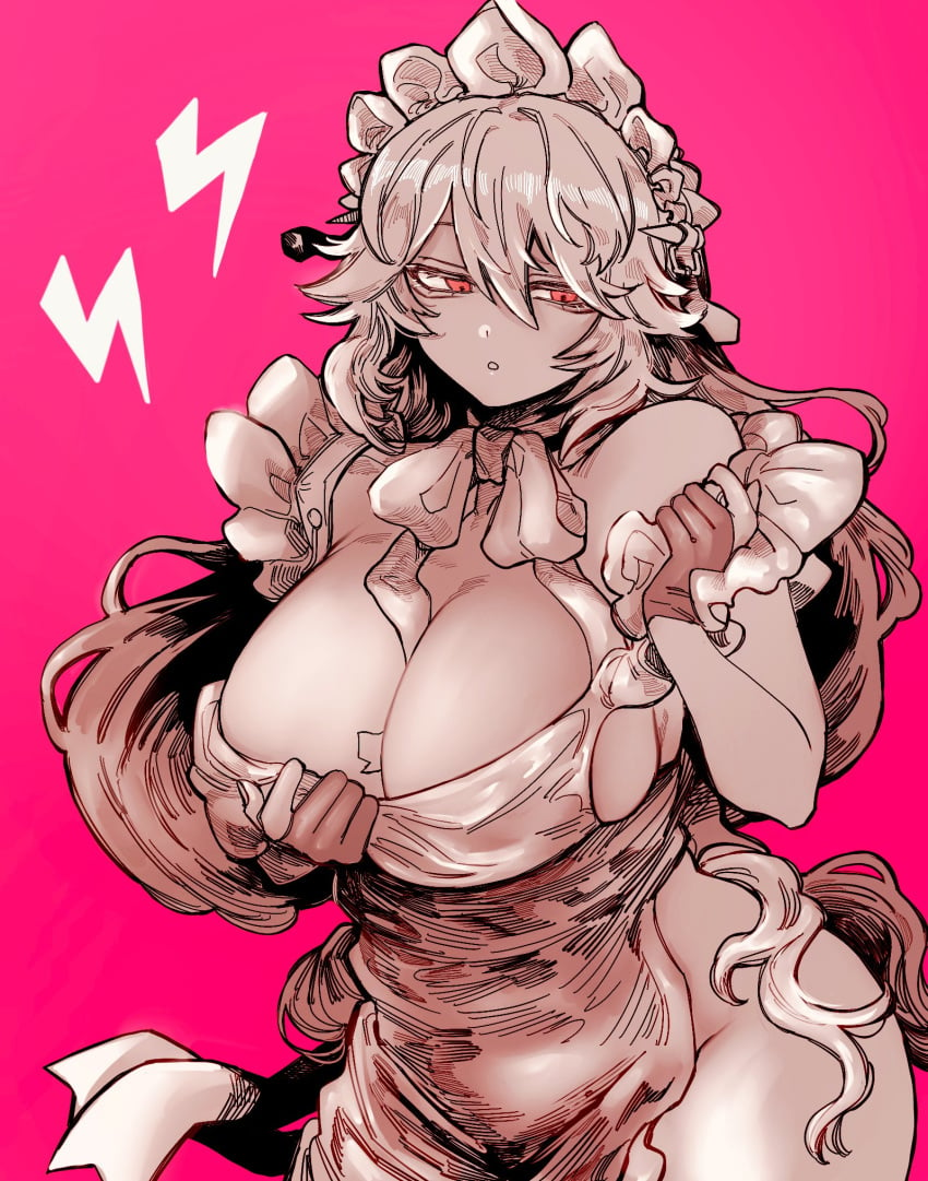 1girls artist_request fully_clothed maid maid_dress tagme voluptuous