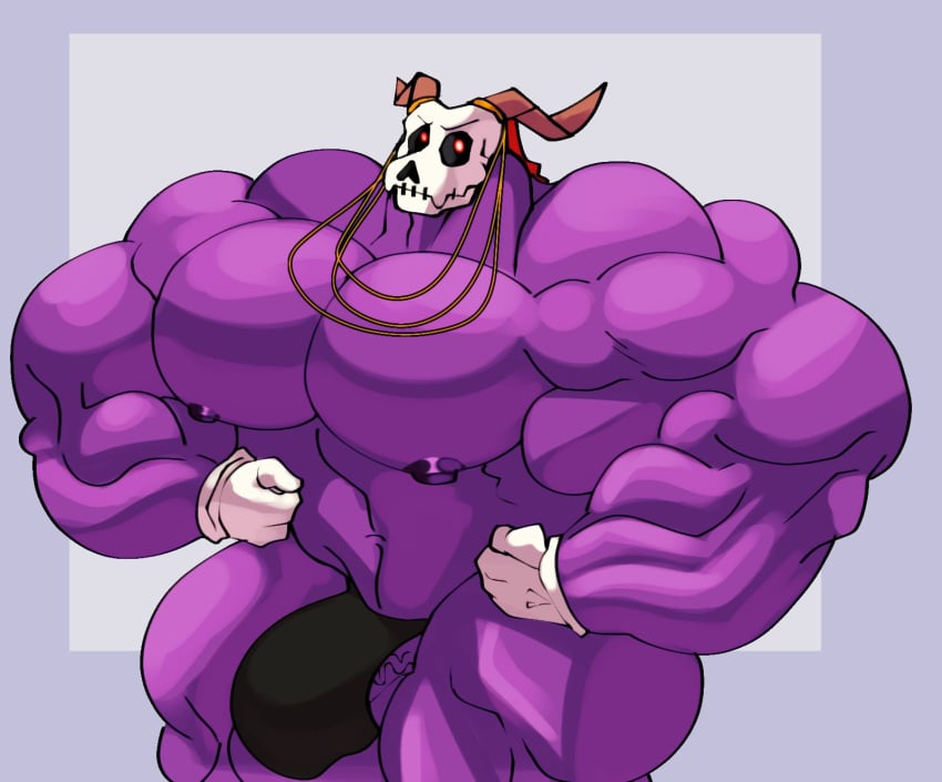 anthro bara biceps big_biceps big_breasts big_pecs breasts buff bulge bulge_through_clothing bulge_through_swimsuit bulge_through_underwear bulge_under_clothes bulge_under_clothing bulge_under_swimsuit elias_ainsworth flex flexing flexing_arms flexing_muscles muscular muscular_male muscular_male_only pecs penis_showing purple_skin sexy skull_head swimsuit the_ancient_magus_bride white_gloves