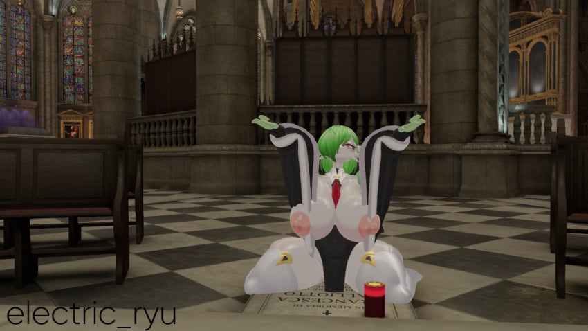 3d big_breasts female gardevoir nun_outfit pokemon pokemon_(species) vrchat vrchat_avatar