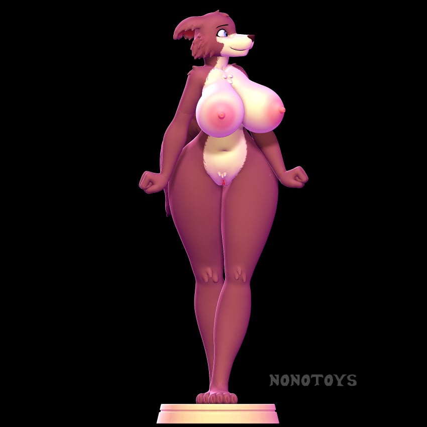 1:1 3d 3d_modeling 3d_print 5_fingers anthro ass beastars big_breasts big_butt blue_eyes breasts brown_body canid canine canis digital_media_(artwork) ears_down female fingers fist fur hi_res juno_(beastars) looking_back lowered_tail mammal nipples nonotoys pinup pivoted_ears pose simple_background smile solo stage standing tall wolf