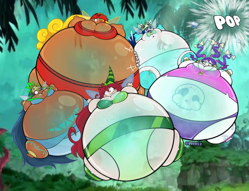 6girls annetta_fish_(rayman) bandage bandages betilla_(rayman) black_skin blonde_female blonde_hair blue_gloves blue_hair blue_hair_female blue_panties blush blushing_female body_inflation braided_hair bubblized clam_shell dark_skin dark_skinned_female dragon_wings edith_up_(rayman) enjoying enjoying_expansion fairy fairy_wings fish_bone fish_bones fish_hat forest forest_background freckles freckles_on_arms freckles_on_belly freckles_on_breasts freckles_on_chest freckles_on_face freckles_on_leg freckles_on_legs full_body_inflation funny_hat green_bra green_hat green_panties green_socks green_stockings green_stripes green_thigh_highs green_thighhighs hat helena_handbasket_(rayman) holly_luya_(rayman) inflated inflated_arms inflated_belly inflated_breasts inflated_legs inflated_limbs inflation inflation_fetish inflation_girl nymph nymph_(rayman) pale-skin pale-skinned_female pale_skin pale_skinned_female pink_leg_warmers pink_legwear pink_shirt pleasure pleasure_face pleasured pleasured_face pleasured_female pointy_hat popping purple_hair purple_hair_female purple_panties rayman_(series) rayman_origins red_bra red_hair red_hair_female red_hat red_panties shocked shocked_expression size_difference skull skull_earrings skull_hat skull_necklace skull_on_head skull_ornament surprised surprised_expression tree trees twitter twitter_link ubisoft veehs3 video_game video_game_character video_game_franchise voodoo_mama_(rayman) white_skin white_skinned_female