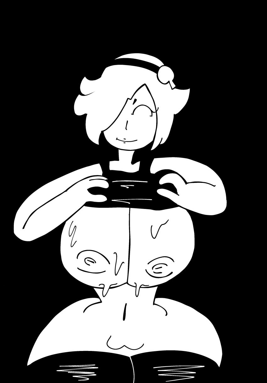 big_breasts big_breasts black_and_white brawl_stars colette_(brawl_stars) digital_media_(artwork) female_only qaz00rn showing_breasts showing_tits socks