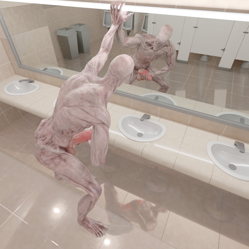 1:1 2024 5_fingers alien ass balls bathroom bent_legs big_penis biped crouching deej3 digital_media_(artwork) erection feet fingers floor fluorescent_light genitals hand_on_mirror hand_on_penis hi_res humanoid knees_bent looking_at_genitalia looking_at_penis male masturbation maynard_(mixamo) mirror mirror_reflection monster monstrous_humanoid mouthless nude nude_male penile penile_masturbation penis public_restroom reflection restroom_stall sink solo solo_focus solo_male tile tile_floor toes toilet trash_can urinal