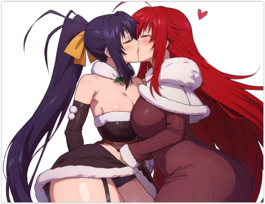 2females 2girls 2women ai_generated akeno_himejima christmas girl_on_girl high_school_dxd lesbian_couple lesbian_kiss lesbian_sex lovers rias_gremory sapphic yuri yuri yuri