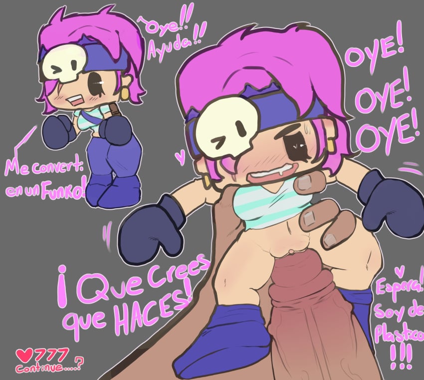 (handy) big_penis boots brawl_stars breasts doll funko_pop! gloves grabbing penis penny_(brawl_stars) pop_penny_(brawl_stars) pussy sfcompany1e_(artist) shirt