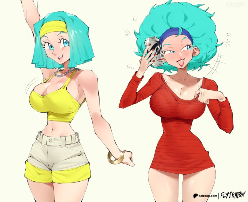 1girls afro bare_arms bare_legs bare_shoulders bare_thighs big_breasts blue_eyes blue_hair blush bulma_(afro) bulma_briefs bulma_briefs_(bojack_movie) clothed clothing color dragon_ball dragon_ball_z female female_focus female_only flytrapxx hi_res large_breasts light-skinned_female light_skin long_hair looking_at_viewer solo solo_female tagme thick_thighs