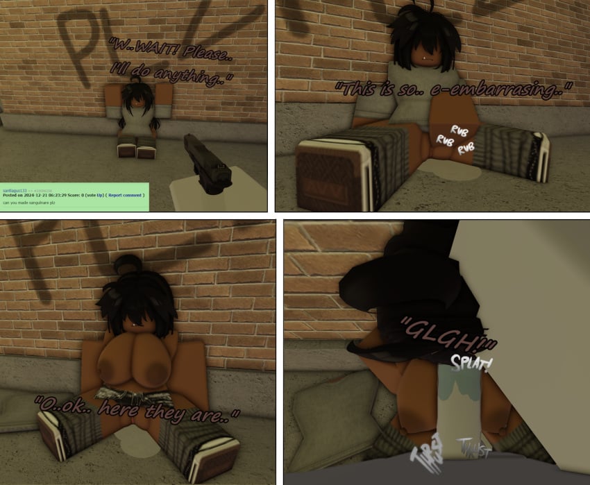 comic dark-skinned_female forced forced_masturbation gun gunpoint ilovecrim432 masturbation onomatopoeia rape request roblox tagme text