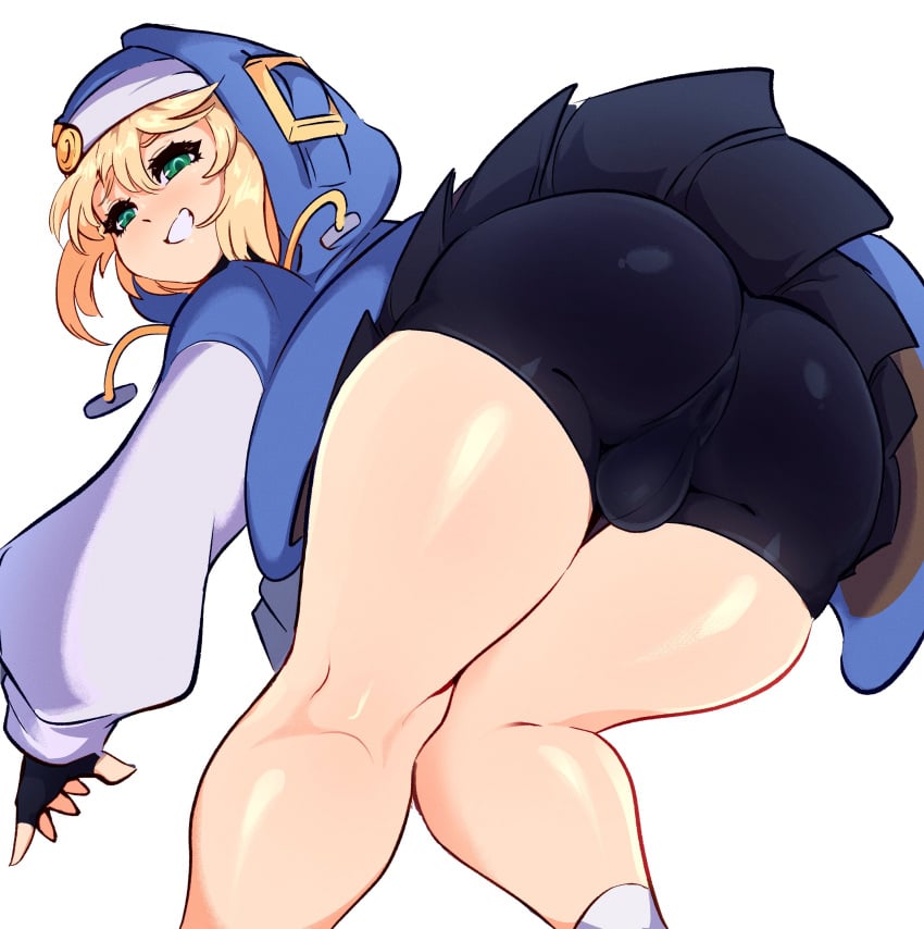 arc_system_works ass backsack balls bike_shorts blonde_hair bridget citez grin guilty_gear guilty_gear_strive solo thick_thighs