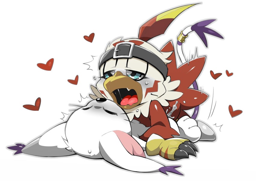 1boy 1girls anthro closed_eyes cum cum_in_pussy cum_inside digimon digimon_(species) female gatomon hawkmon hentaib hi_res male male/female open_mouth sex tongue vaginal_penetration vaginal_sex