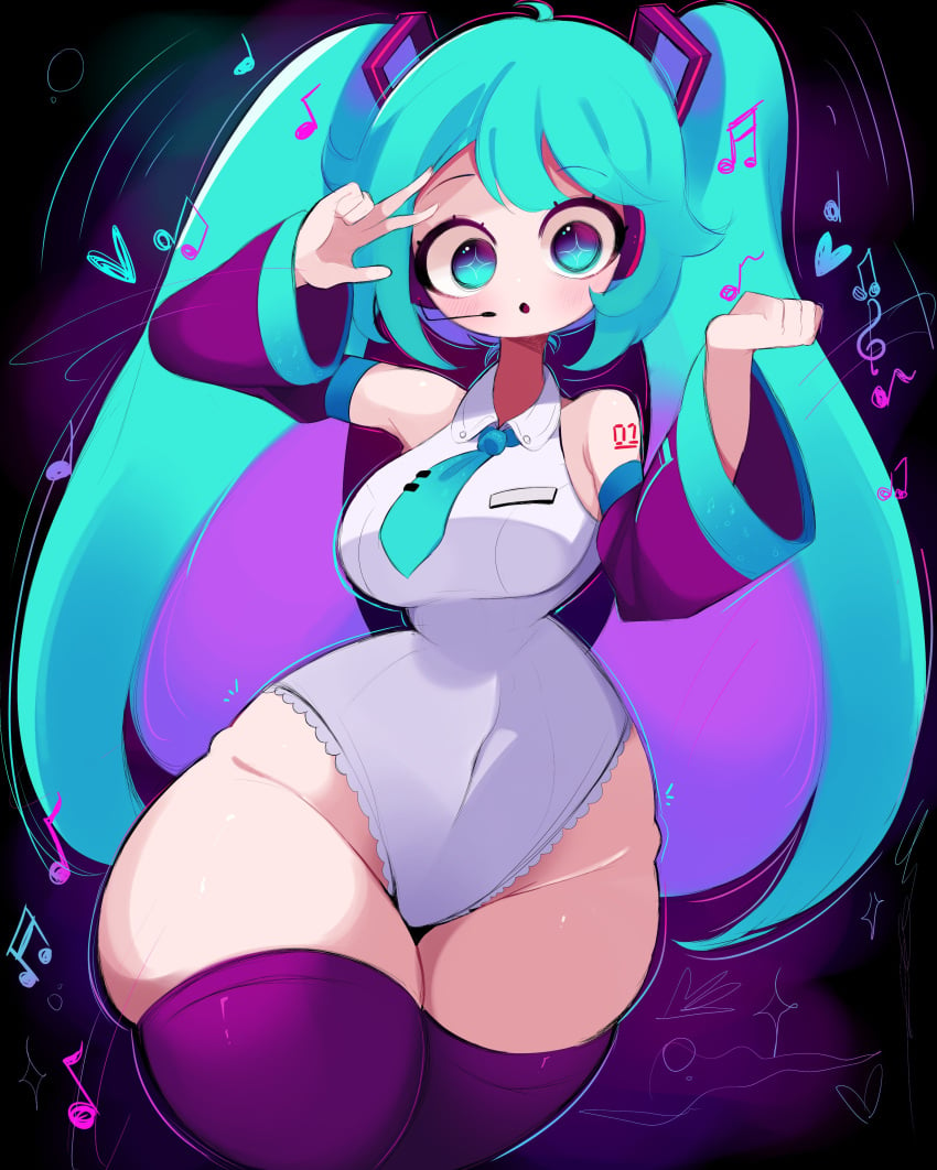 1girls absurd_res breasts female female_focus female_only fortnite hatsune_miku hatsune_miku_(fortnite) hi_res light-skinned_female light_skin rox_hoxten solo thick_thighs thighhighs thighs vocaloid wide_hips