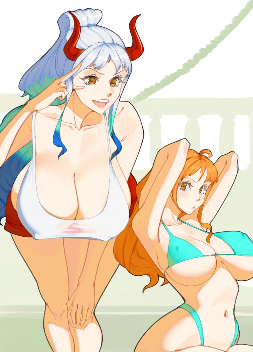 47_hard female female_only nami_(one_piece) one_piece yamato_(one_piece)