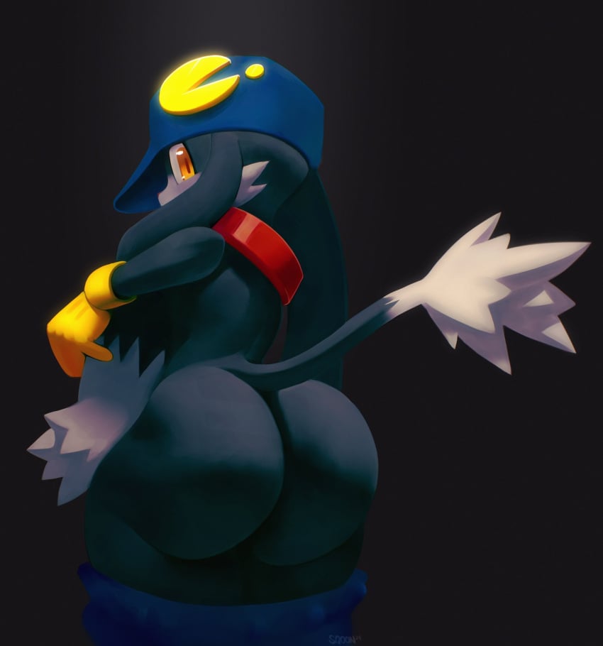 anthro ass bandai_namco big_butt black_background black_body black_fur bottomwear bottomwear_down clothed clothing digital_media_(artwork) domestic_cat felid feline felis femboy fur gloves handwear hat headgear headwear hi_res huge_butt klonoa klonoa_(series) long_ears looking_at_viewer looking_back male mammal nude pants pants_down partially_clothed simple_background solo sqoon tail white_body