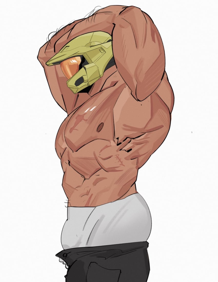 bulge jaxcian male_only master_chief stretching underwear