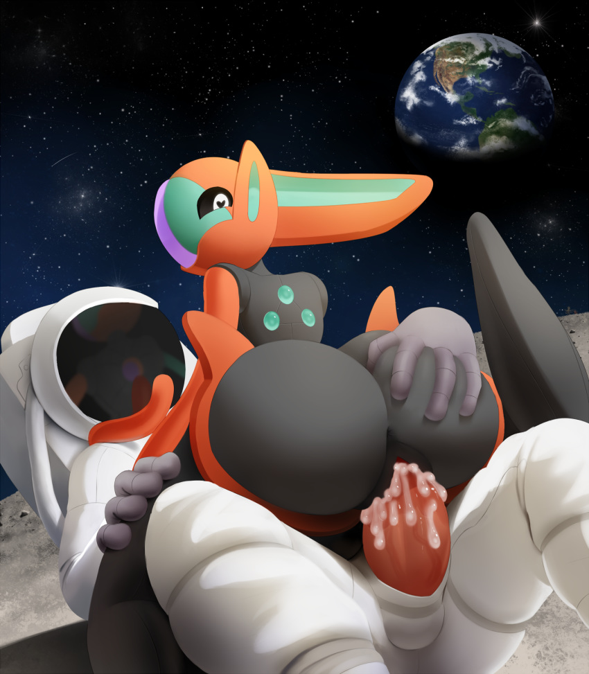 <3 <3_eyes 1boy 1girls 2016 anthro anus ass ass_focus ass_grab astronaut back big_ass big_penis black_sclera boots butt_focus clothed cum cum_in_pussy cum_inside deoxys deoxys_(speed_form) earth female furry gloves hand_on_ass heart heart-shaped_pupils helmet hi_res highres human humanoid interspecies looking_at_viewer looking_back male male_focus male_human/female_humanoid male_human/female_pokemon mammal manene moon nintendo penetration penis penis_out planet pokemon pokemon_(species) pussy sex space space_helmet spacesuit straight symbol-shaped_pupils vaginal_penetration veins veiny_penis white_eyes