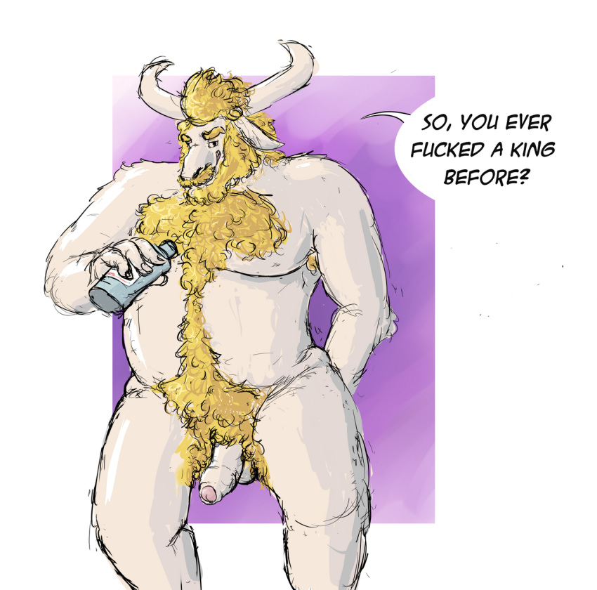 anal anal_fingering anthro asgore_dreemurr body_hair caprine chest_hair fingering goat grivaire lube male male_only mammal musclegut muscular penis pubes slightly_chubby solo solo_male undertale video_games