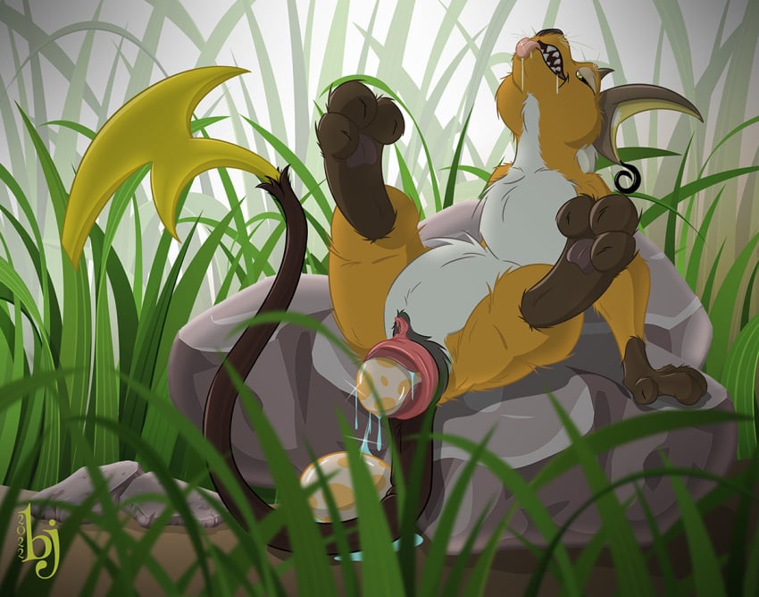 1girls egg egg_in_pussy egg_laying female female_only looking_at_viewer nintendo open_mouth outside pokémon_(species) pokemon pokemon_(species) raichu reclining sharp_teeth sherwood solo spread_legs spreading tail teeth tongue tongue_out