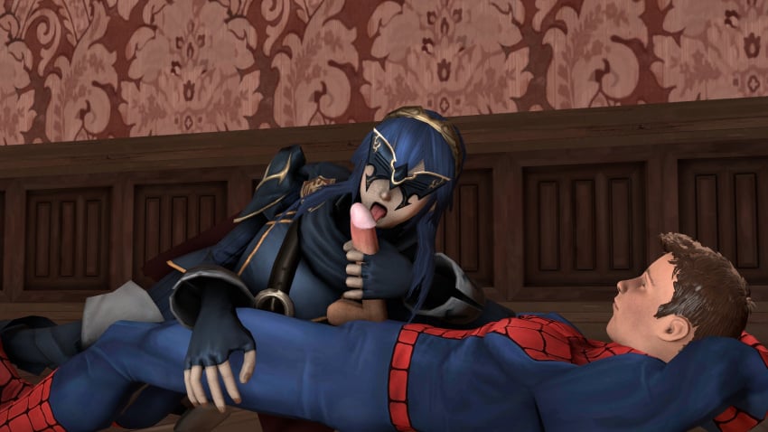 3d blue_hair cowman crossover eastern_and_western_character female fire_emblem fire_emblem_awakening garry's_mod human lucina_(fire_emblem) male marvel peter_parker spider-man spider-man_(series) straight straight_hair