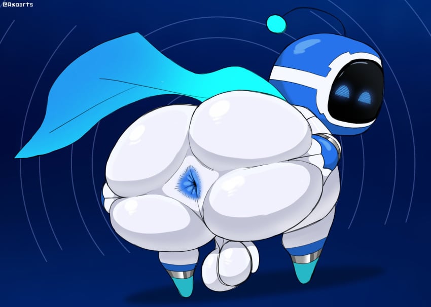 2024 antennae_(anatomy) anus ass ass_focus astro_(astro_bot) astro_bot_(series) axoarts balls bent_over big_balls big_butt black_antennae blue_antennae blue_body blue_cape blue_clothing blue_eyes butt_grab cape clothing digital_media_(artwork) genitals half-closed_eyes hand_on_butt hand_on_own_butt hi_res humanoid looking_at_viewer looking_back machine male multicolored_antennae multicolored_body multicolored_cape multicolored_clothing narrowed_eyes non-human non-human_only presenting presenting_anus presenting_hindquarters rear_view robot robot_humanoid screen screen_face solo sony_corporation sony_interactive_entertainment spread_butt spreading thick_thighs two_tone_antennae two_tone_body two_tone_cape two_tone_clothing white_body