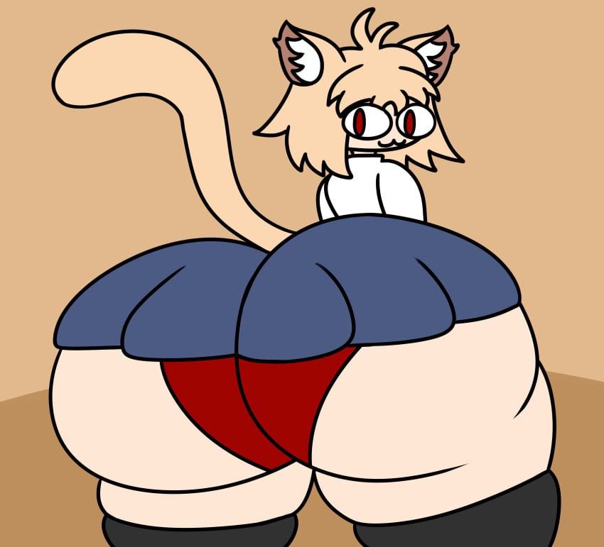 baws_(artist) big_ass big_butt big_eyes cat_ears cat_tail catgirl female female_only goofy huge_ass huge_butt melty_blood neco-arc silly silly_face skirt skirt_up