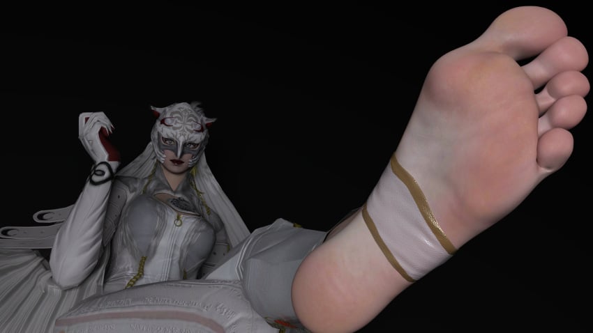 2girls 3d barefoot bayonetta bayonetta_(character) big_feet feet foot_fetish foot_focus jeanne jeanne_(bayonetta) long_toes mature_female meaty_soles milf qtj soles stirrup_legwear toes