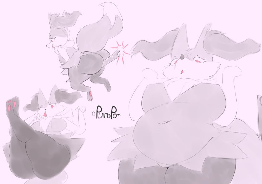 bbw big_ass big_breasts braixen breasts bubble_butt cleavage female furry huge_ass huge_breasts overweight plantedpot pokemon pokemon_(species) thick_thighs wide_hips