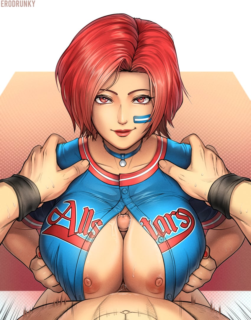 1boy 1girls alternate_breast_size alternate_costume bangs big_breasts breasts breasts_squeezed_together busty cleavage cleavage_window clothed_sex engulfing_paizuri erodrunky female female_focus fighting_game happy_sex hi_res king_of_fighters king_of_fighters_xiv king_of_fighters_xv large_breasts light-skinned_female looking_at_viewer mature_female milf out_of_frame paizuri paizuri_lead_by_female paizuri_under_clothes partial_male penis pov pov_crotch pov_hands pov_male pov_paizuri ramon_(kof) red_eyes red_hair sex short_hair skindentation smile smiling_at_viewer snk solo_focus straight tip_peeking vanessa_(kof) watermark