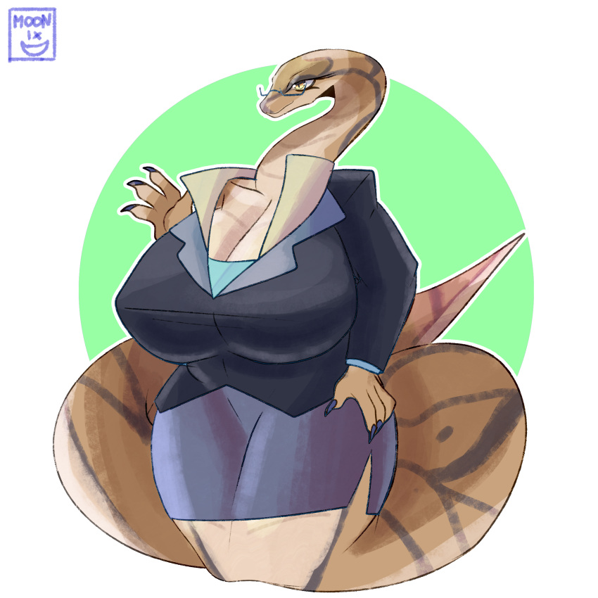 anthro ass big_breasts breasts brown_body brown_scales brown_skin clothed clothed_female clothing curvy curvy_body curvy_figure curvy_hips draconcopode dressed female female_focus female_only glasses huge_breasts hyper_breasts legless massive_breasts massive_thighs milf mommy moonix_xero office_clothing office_lady reptile reptile_humanoid scaile skirt snake snake_girl snake_tail solo standing tall_female taller_girl thick thick_ass thick_naga_hips thick_thighs wide_hips yellow_eyes